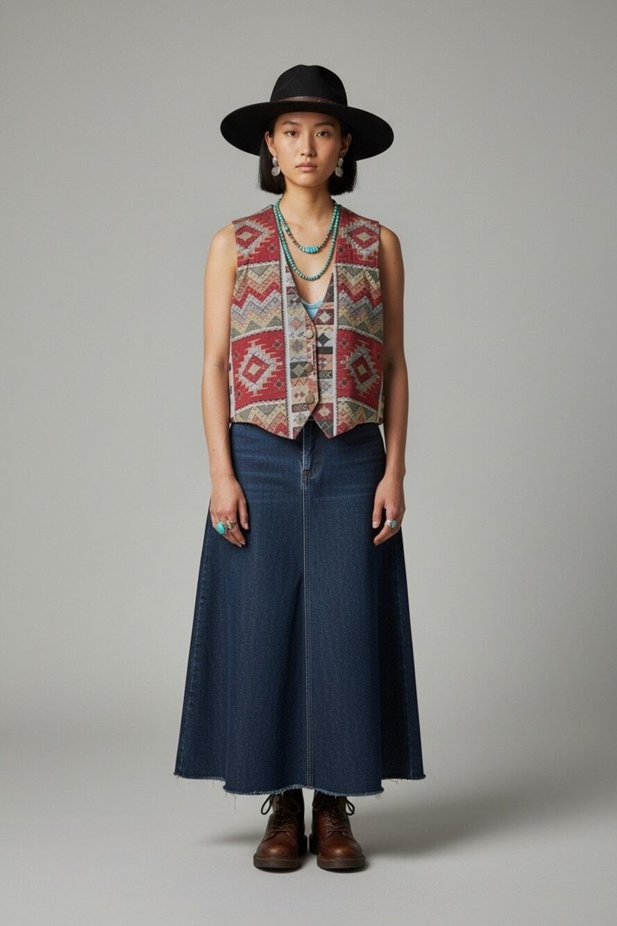 Vintage 90s Gotcha Covered Southwestern Tapestry Vest Aztec Boho Waistcoat Small